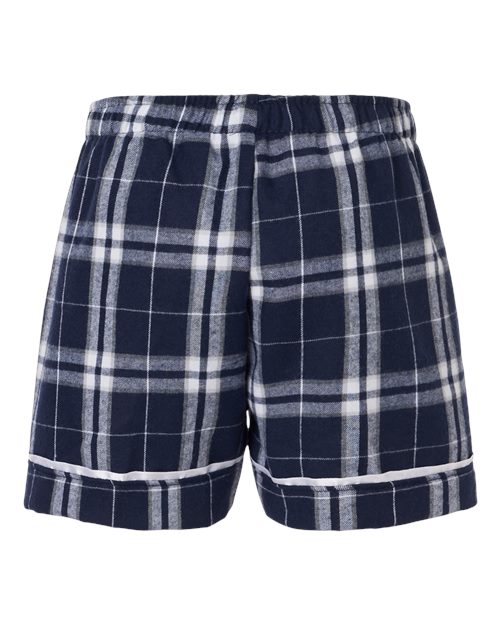 Boxercraft BY6501 Youth Flannel Shorts - Navy/ Silver Plaid - back