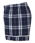 Boxercraft BY6501 Youth Flannel Shorts - Navy/ Silver Plaid - side