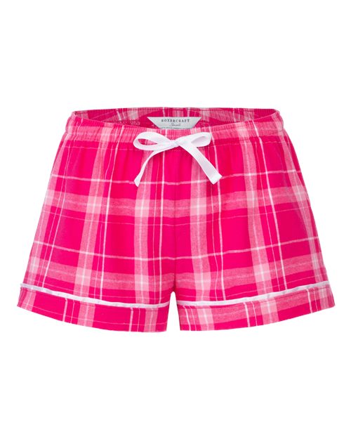 Boxercraft BY6501 Youth Flannel Shorts - Pink Carnegie Plaid - front