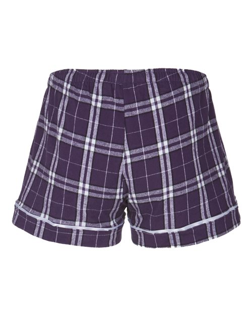 Boxercraft BY6501 Youth Flannel Shorts - Purple/ White Plaid - back