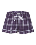 Boxercraft BY6501 Youth Flannel Shorts - Purple/ White Plaid - front