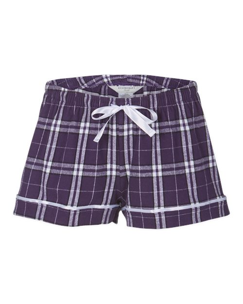 Boxercraft BY6501 Youth Flannel Shorts - Purple/ White Plaid - front