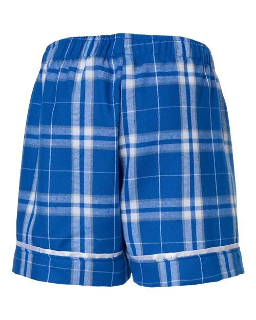 Boxercraft BY6501 Youth Flannel Shorts - Royal/ Silver Plaid - back