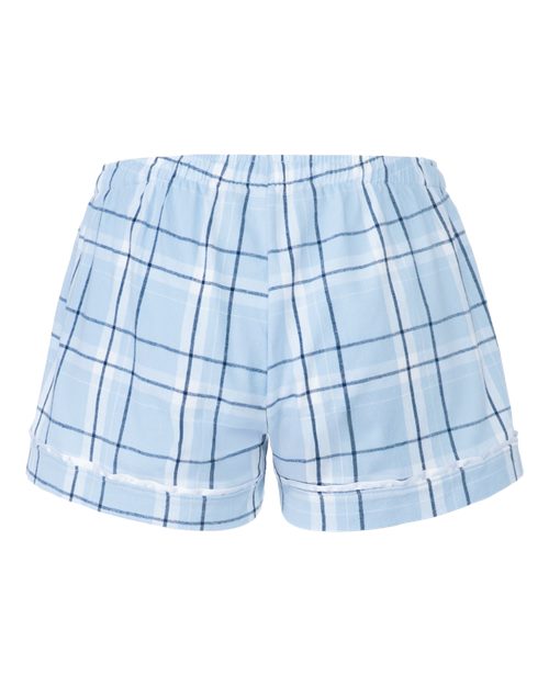 Boxercraft BY6501 Youth Flannel Shorts - Sky Blue Carnegie Plaid - back