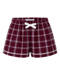 Boxercraft BY6501 Youth Flannel Shorts - Varsity Maroon Oxford Plaid - front