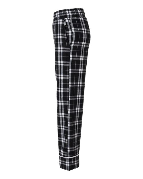 Boxercraft BY6603 Youth Wide Cuff Flannel Pants - Black/ White Plaid - side