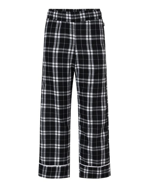 Boxercraft BY6603 Youth Wide Cuff Flannel Pants - Black/ White Plaid - front