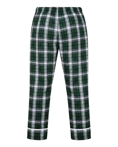 Boxercraft BY6603 Youth Wide Cuff Flannel Pants - Green/ White Plaid - back
