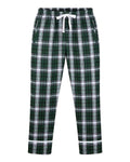 Boxercraft BY6603 Youth Wide Cuff Flannel Pants - Green/ White Plaid - front