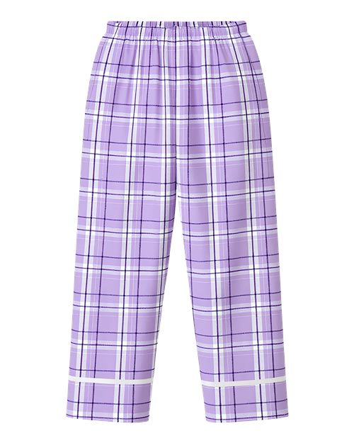 Boxercraft BY6603 Youth Wide Cuff Flannel Pants - Lavender Carnegie Plaid - back