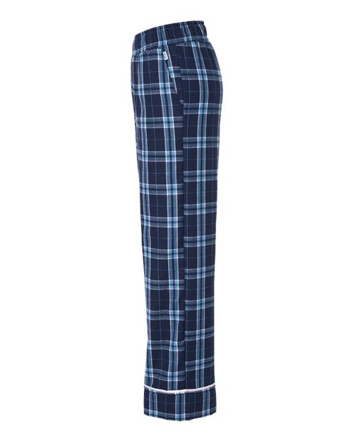 Boxercraft BY6603 Youth Wide Cuff Flannel Pants - Navy/ Columbia Plaid - side