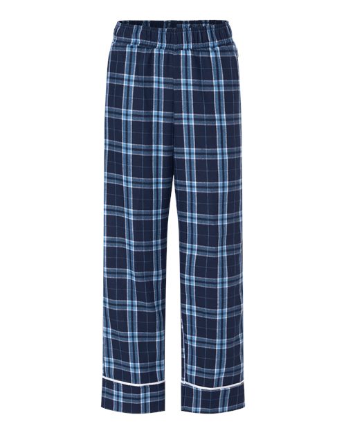 Boxercraft BY6603 Youth Wide Cuff Flannel Pants - Navy/ Columbia Plaid - front