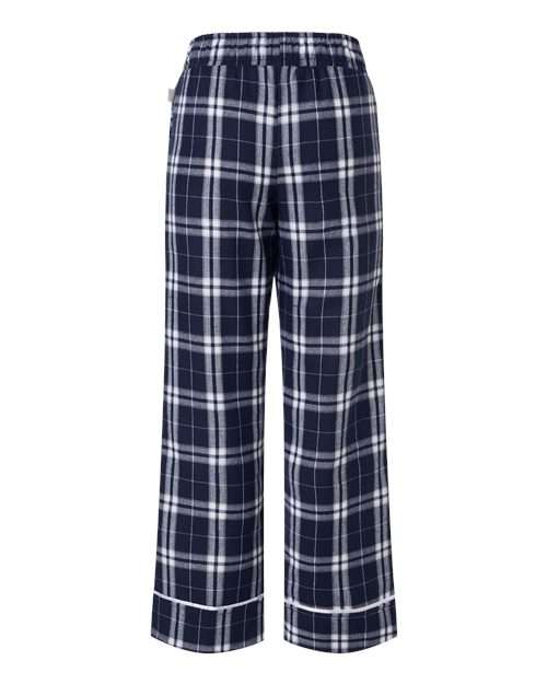 Boxercraft BY6603 Youth Wide Cuff Flannel Pants - Navy/ Silver Plaid - back
