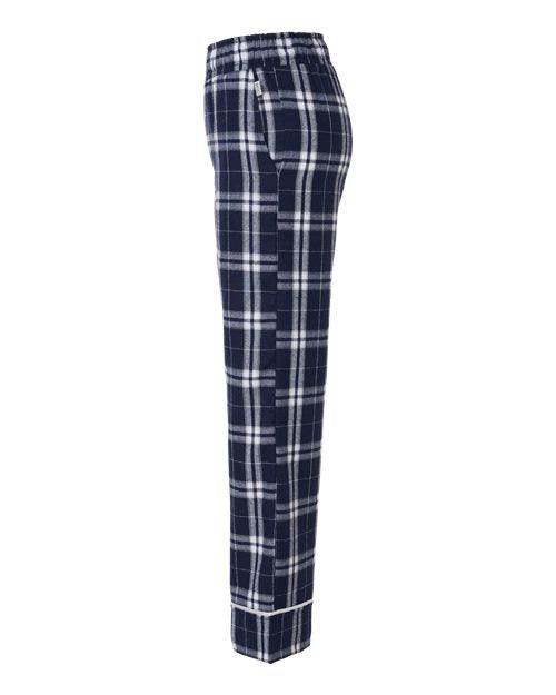 Boxercraft BY6603 Youth Wide Cuff Flannel Pants - Navy/ Silver Plaid - side
