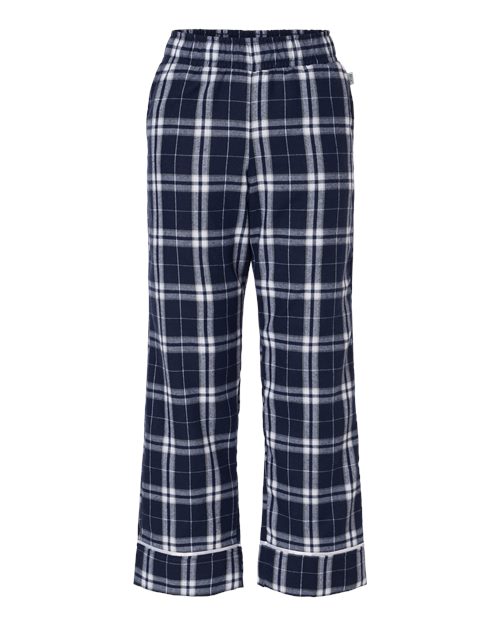 Boxercraft BY6603 Youth Wide Cuff Flannel Pants - Navy/ Silver Plaid - front