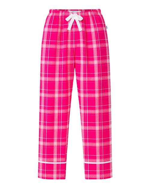Boxercraft BY6603 Youth Wide Cuff Flannel Pants - Pink Carnegie Plaid - front