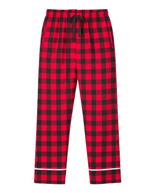 Boxercraft BY6603 Youth Wide Cuff Flannel Pants - Red/ Black Buffalo - front