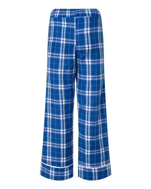 Boxercraft BY6603 Youth Wide Cuff Flannel Pants - Royal/ Silver Plaid - back