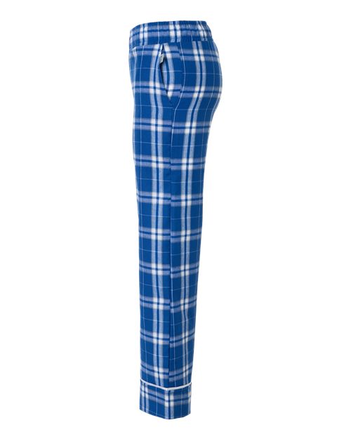 Boxercraft BY6603 Youth Wide Cuff Flannel Pants - Royal/ Silver Plaid - side