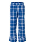 Boxercraft BY6603 Youth Wide Cuff Flannel Pants - Royal/ Silver Plaid - front