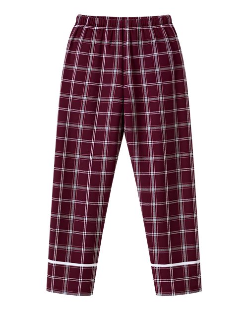 Boxercraft BY6603 Youth Wide Cuff Flannel Pants - Varsity Maroon/ Oxford - back