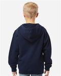 Independent Trading Co. SS4001YZ Youth Midweight Full-Zip Hooded Sweatshirt - Classic Navy - model back