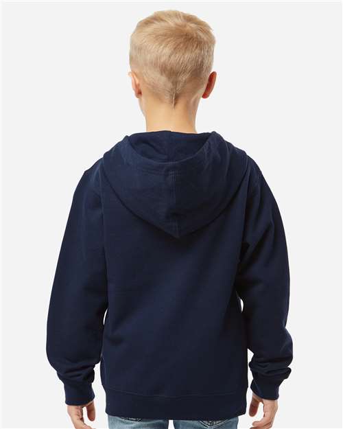 Independent Trading Co. SS4001YZ Youth Midweight Full-Zip Hooded Sweatshirt - Classic Navy - model back