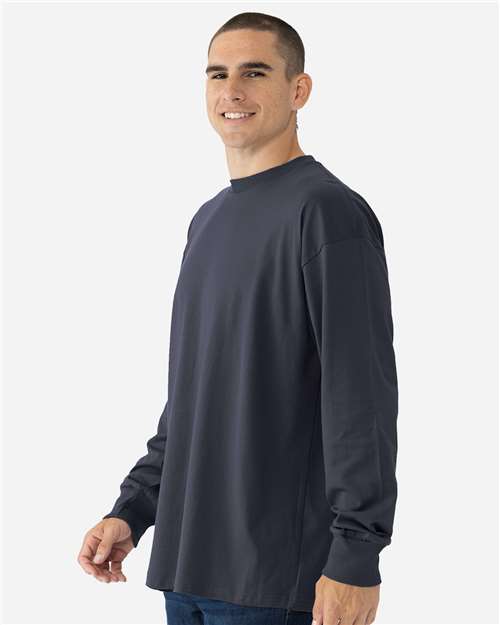 Next Level 7211 Unisex Heavyweight Long Sleeve T-Shirt - Harbor Blue - model side