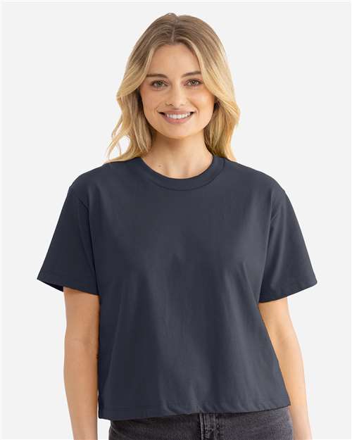 Next Level 7610 Women's Heavyweight Boxy T-Shirt - Harbor Blue - model front