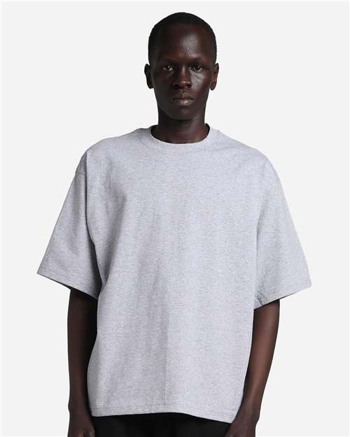 Shaka Wear SHMCS Unisex Max Heavyweight Cropped T-Shirt - Heather Grey - model front