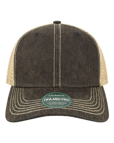 LEGACY OFMPS Old Favorite Mid Pro Trucker Cap - Black/ Khaki - front
