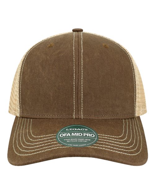 LEGACY OFMPS Old Favorite Mid Pro Trucker Cap - Brown/ Khaki - front