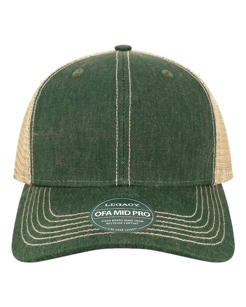 LEGACY OFMPS Old Favorite Mid Pro Trucker Cap - Dark Green/ Khaki - front