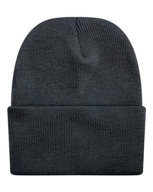 Unionwear 99C176 Solid Knit Ski Hat - Black - back