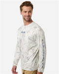 HUK H1200718 Men's Airweight KS Printed Crewneck Pullover - Egret - model side