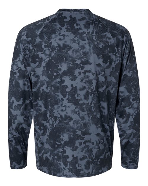 HUK H1200718 Men's Airweight KS Printed Crewneck Pullover - Stormy Blue - back