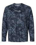 HUK H1200718 Men's Airweight KS Printed Crewneck Pullover - Stormy Blue - front