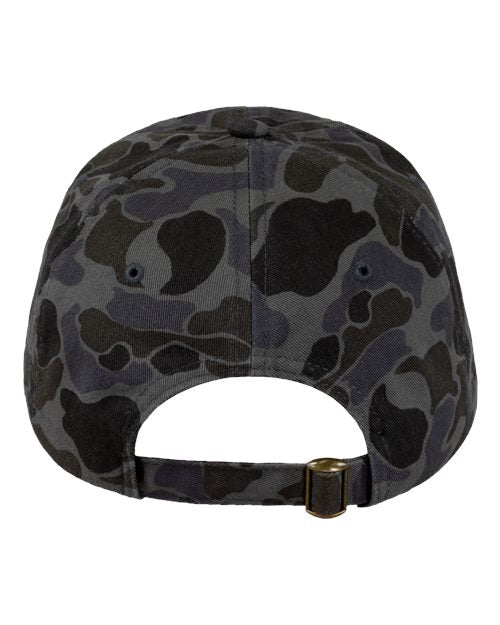 Valucap VC300A Bio-Washed Classic Dad Hat - Black Duck Camo - back