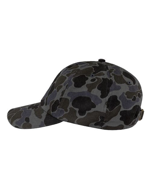 Valucap VC300A Bio-Washed Classic Dad Hat - Black Duck Camo - side