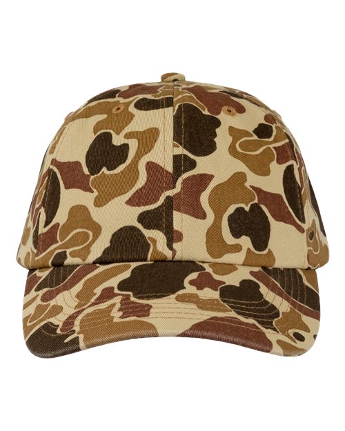 Valucap VC300A Bio-Washed Classic Dad Hat - Brown Duck Camo - front