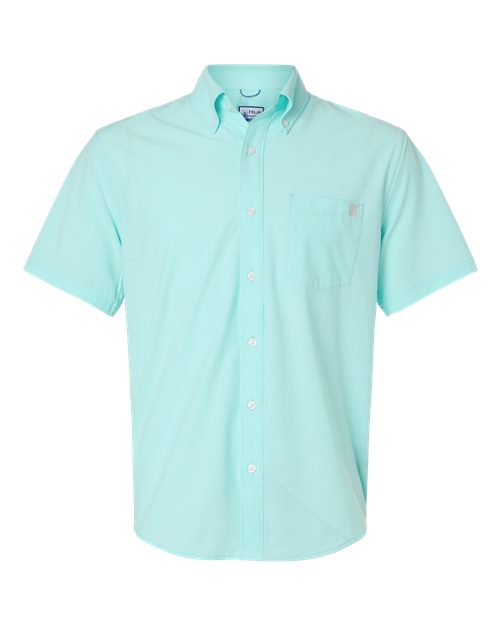 HUK H150154 Men's Kona Short Sleeve Solid Shirt - Caicos - front