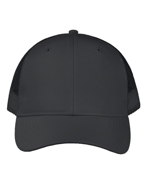 Valucap VC955 Poly Twill Trucker Cap - Black - front