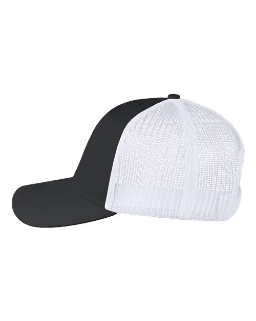 Valucap VC955 Poly Twill Trucker Cap - Black/ White - side