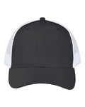Valucap VC955 Poly Twill Trucker Cap - Black/ White - front