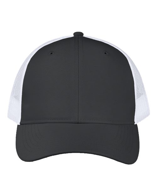 Valucap VC955 Poly Twill Trucker Cap - Black/ White - front