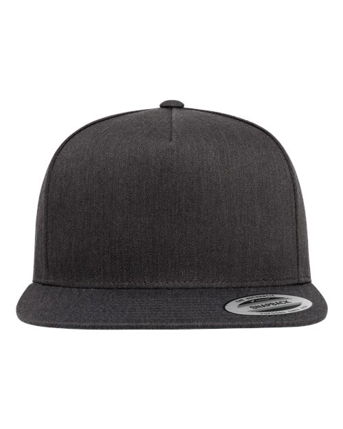 Yupoong 6007 Five-Panel Cotton Twill Snapback Cap - Dark Heather Grey - front