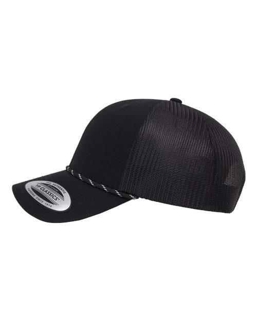 Yupoong 6606BD Retro Trucker Rope Cap - Black - side