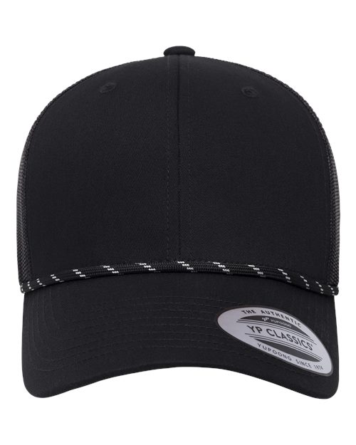 Yupoong 6606BD Retro Trucker Rope Cap - Black - front