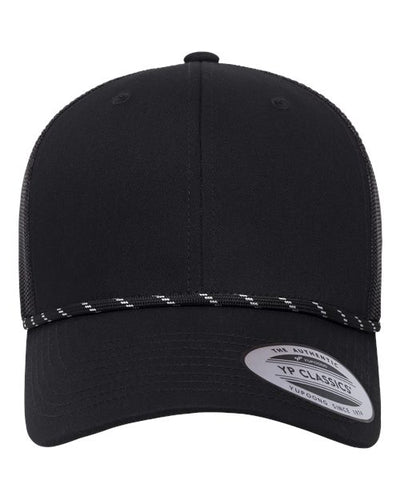 Yupoong 6606BD Retro Trucker Rope Cap - Black - front