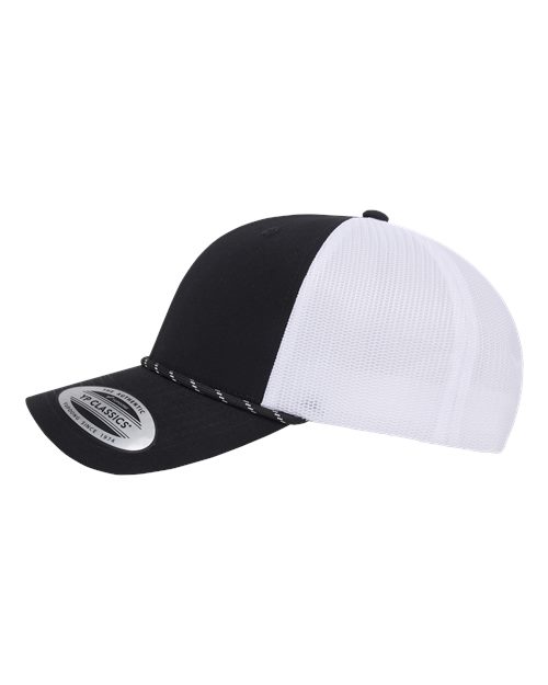 Yupoong 6606BD Retro Trucker Rope Cap - Black/ White - side